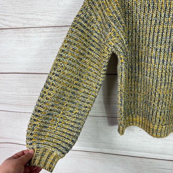 Magaschoni Women's Blue & Yellow Chunky Wool Blend Sweater Size Medium - Picture 3 of 7